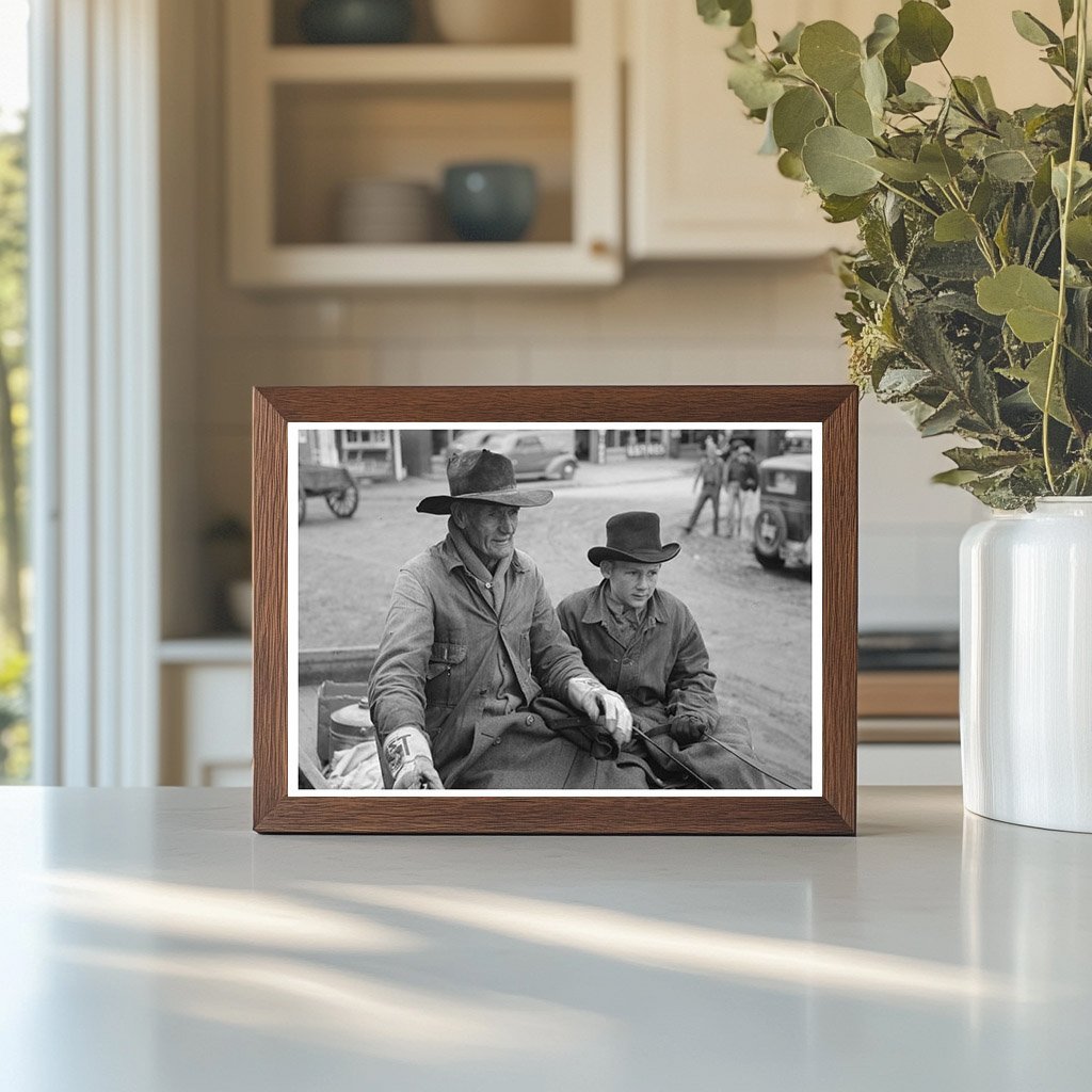 Farmer and Son Arriving in Eufaula Oklahoma 1940