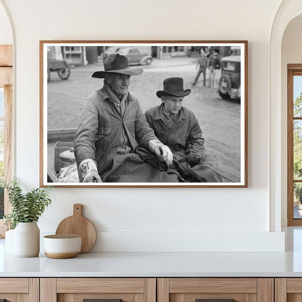 Farmer and Son Arriving in Eufaula Oklahoma 1940