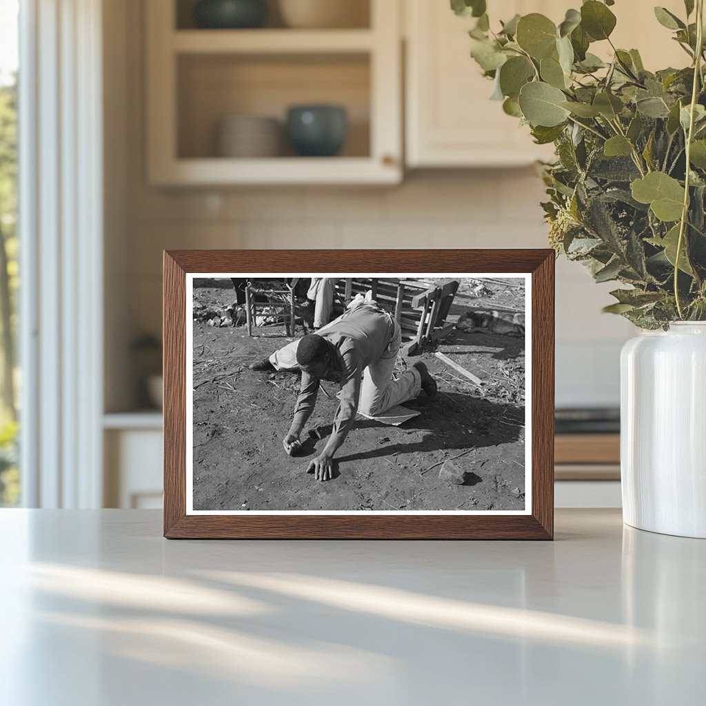 Child Playing Marbles in Eufaula Oklahoma 1940