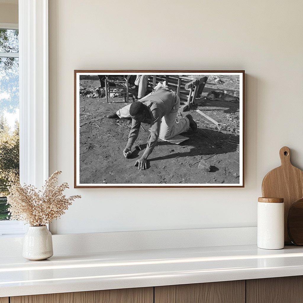 Child Playing Marbles in Eufaula Oklahoma 1940