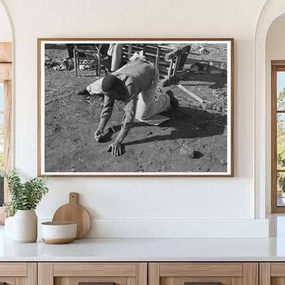 Child Playing Marbles in Eufaula Oklahoma 1940