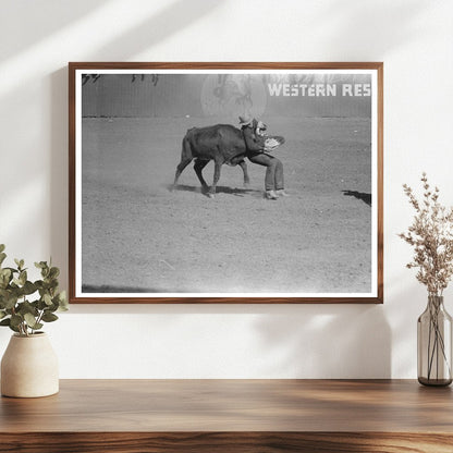 Rodeo Bulldogging Calf San Angelo Texas March 1940