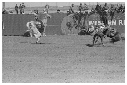 Cowboy Ropes Calf at San Angelo Rodeo March 1940