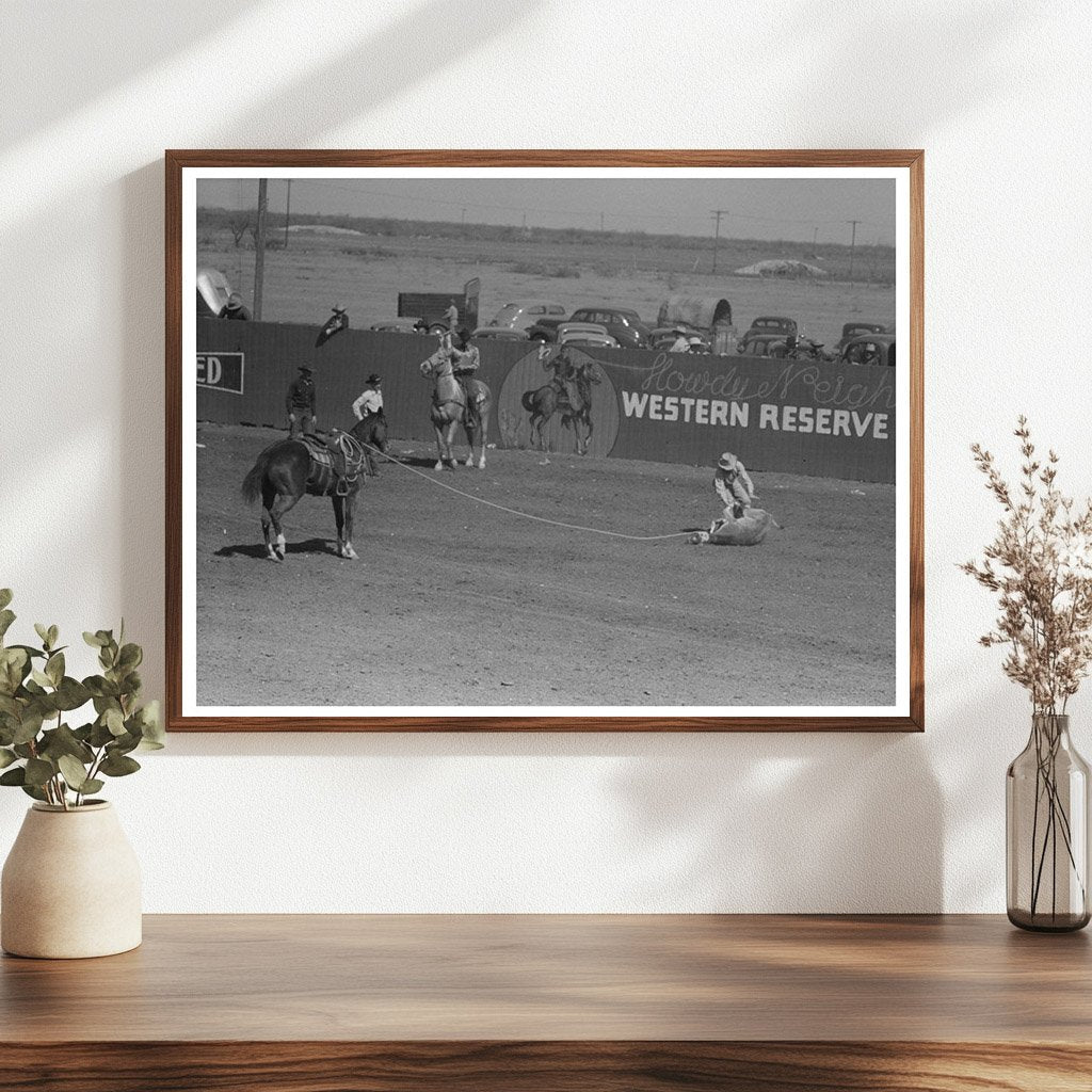 Cowboy Roping Calf at San Angelo Rodeo March 1940