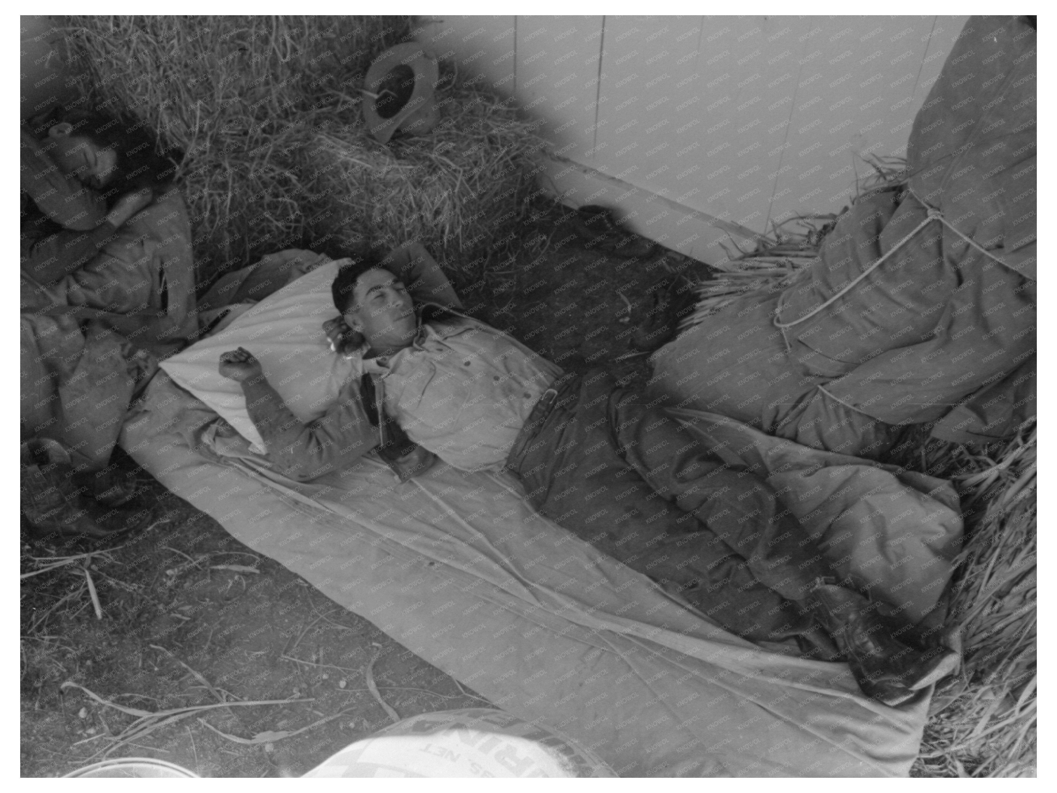 Cowboys Resting in Barn San Angelo Fat Stock Show 1940