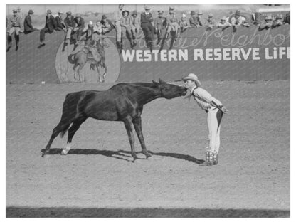 High School Horse and Trainer at San Angelo Rodeo 1940