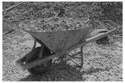 Wheelbarrow of Crushed Rock for Bridge Construction 1940