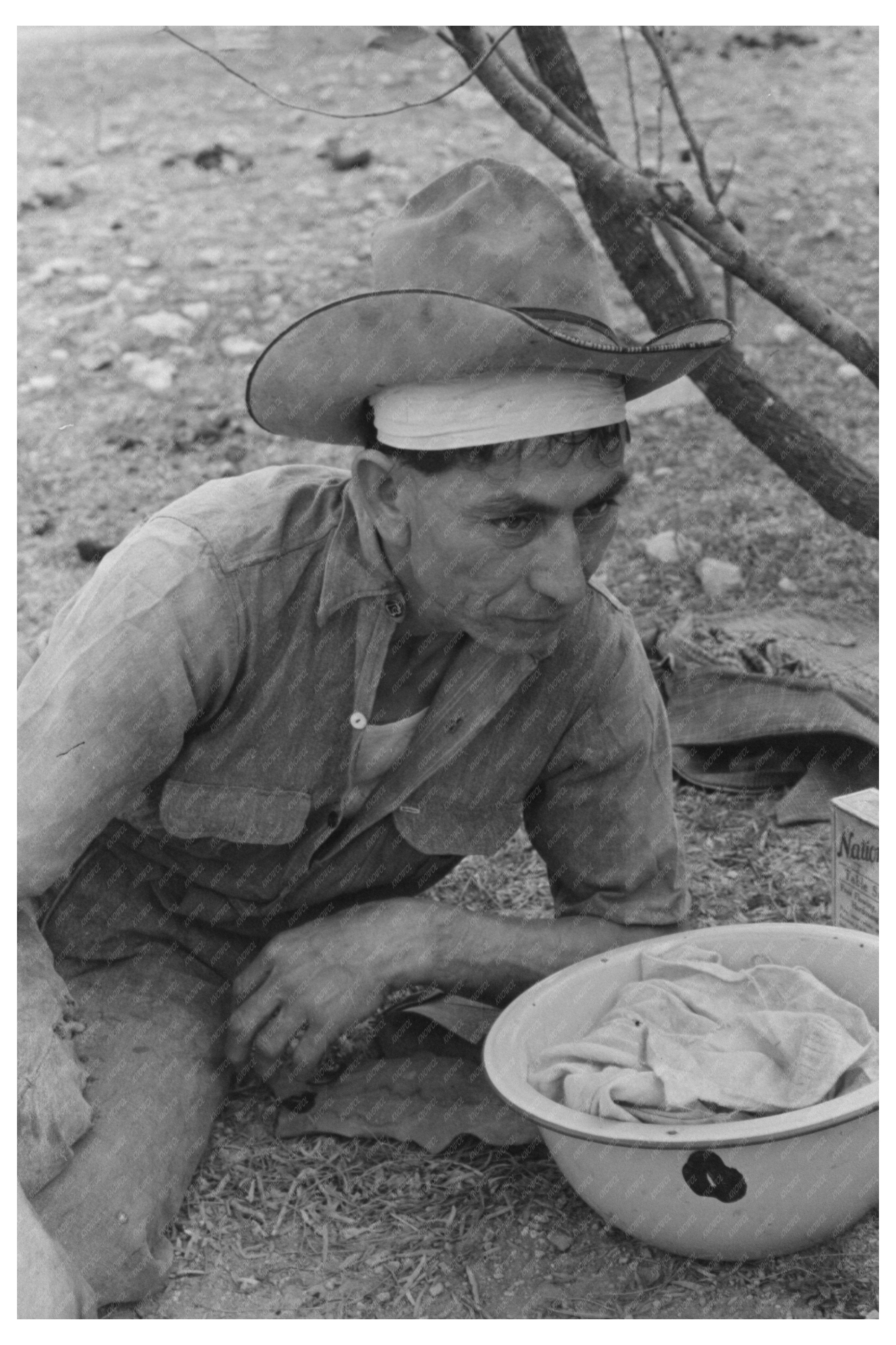 Sheep and Goat Shearer Resting on Texas Ranch 1940