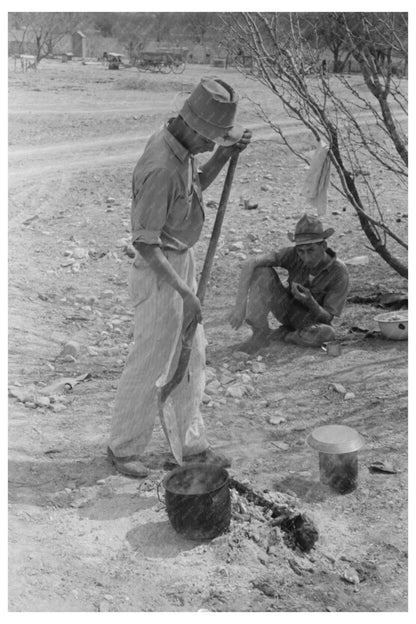 Shearer Cooking Lunch on Ranch in Kimble County 1940