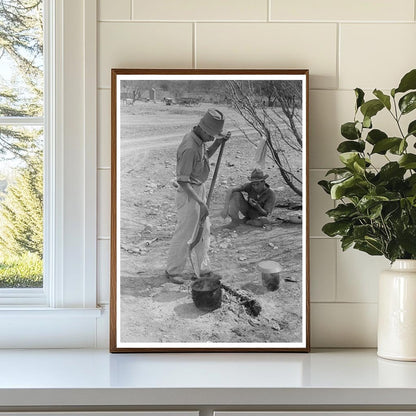 Shearer Cooking Lunch on Ranch in Kimble County 1940