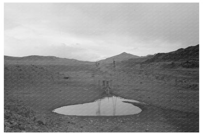 Vintage 1940 Photograph of New Mexico Windmill and Waterhole