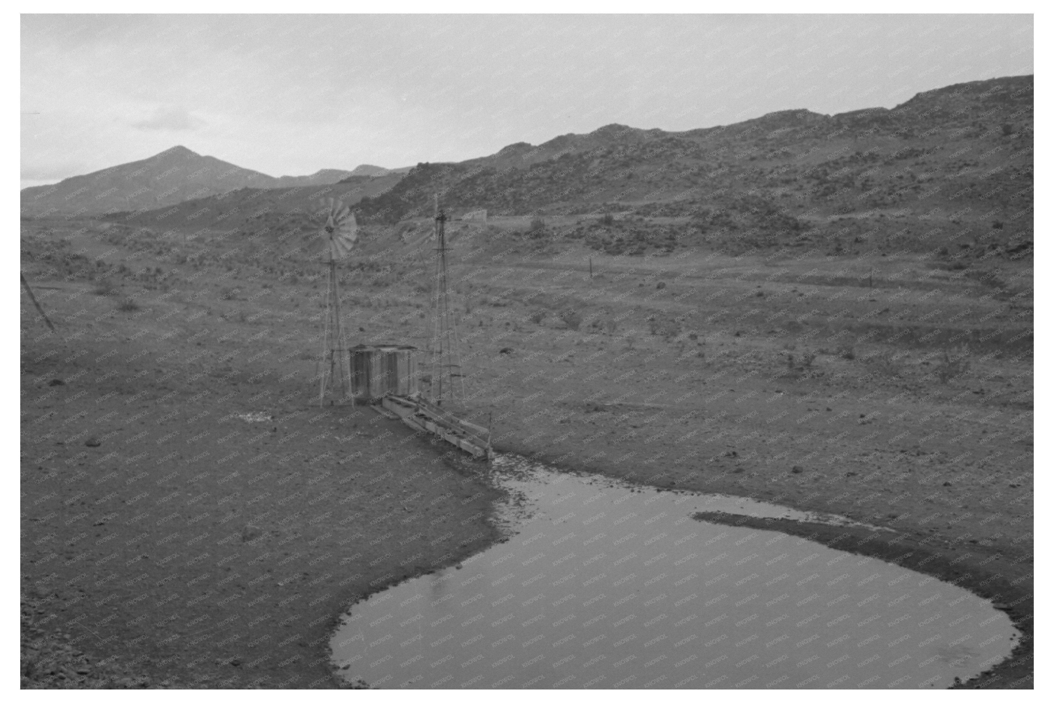 Vintage Waterhole and Windmill Socorro County NM 1940