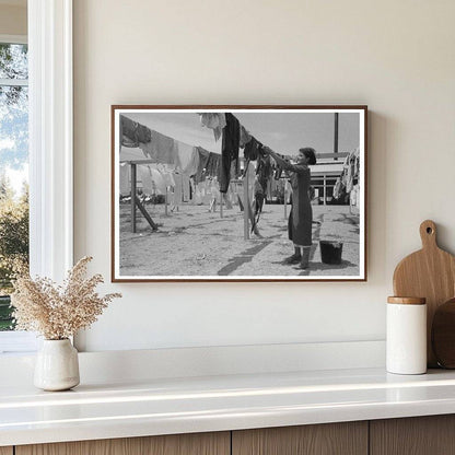 Woman Hanging Laundry at Agua Fria Labor Camp May 1940