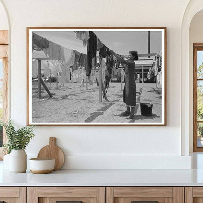 Woman Hanging Laundry at Agua Fria Labor Camp May 1940