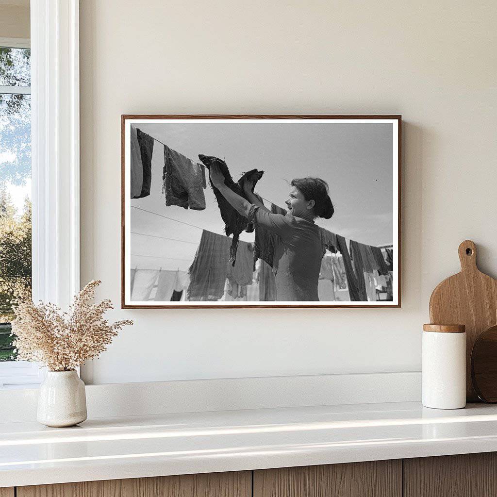 Woman Hanging Laundry at Agua Fria Labor Camp 1940