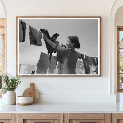 Woman Hanging Laundry at Agua Fria Labor Camp 1940