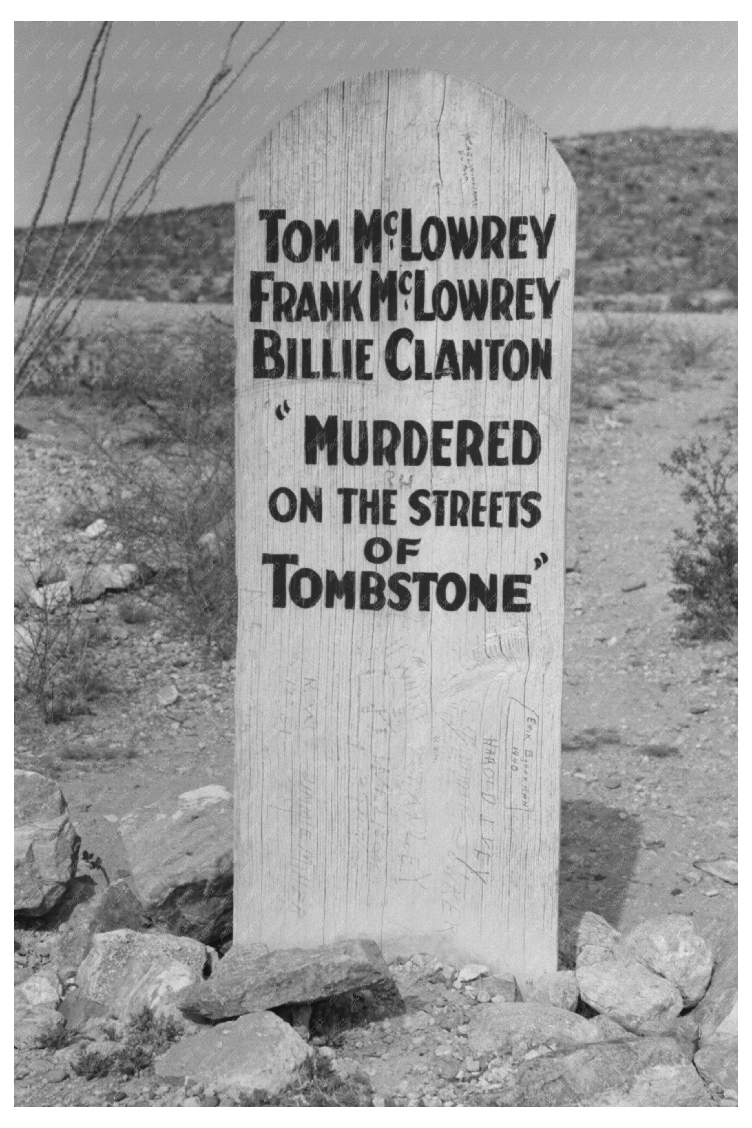 Boot Hill Cemetery Tombstone Arizona April 1940