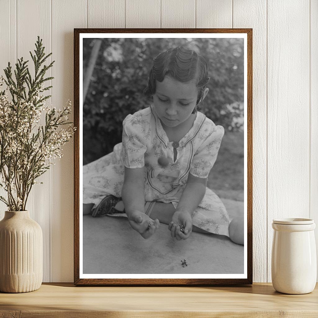 Girl Playing Jacks at Casa Grande Valley Farms 1940