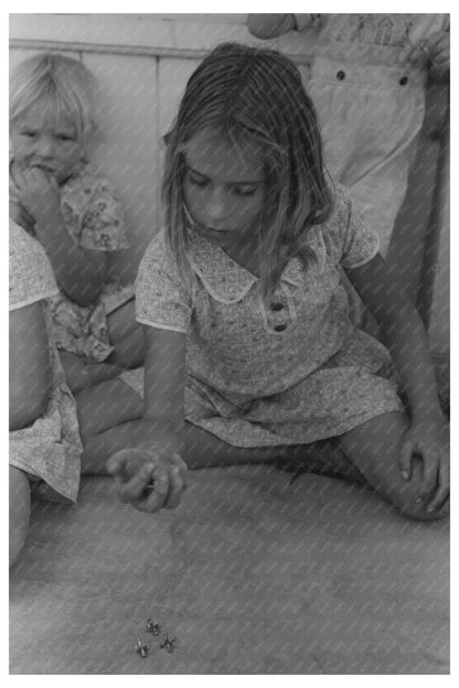 Little Girl Playing Jacks at Casa Grande Valley Farms 1940