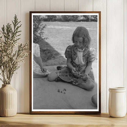 Young Girl Playing Jacks at Casa Grande Farms 1940