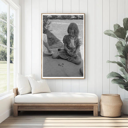 Young Girl Playing Jacks at Casa Grande Farms 1940