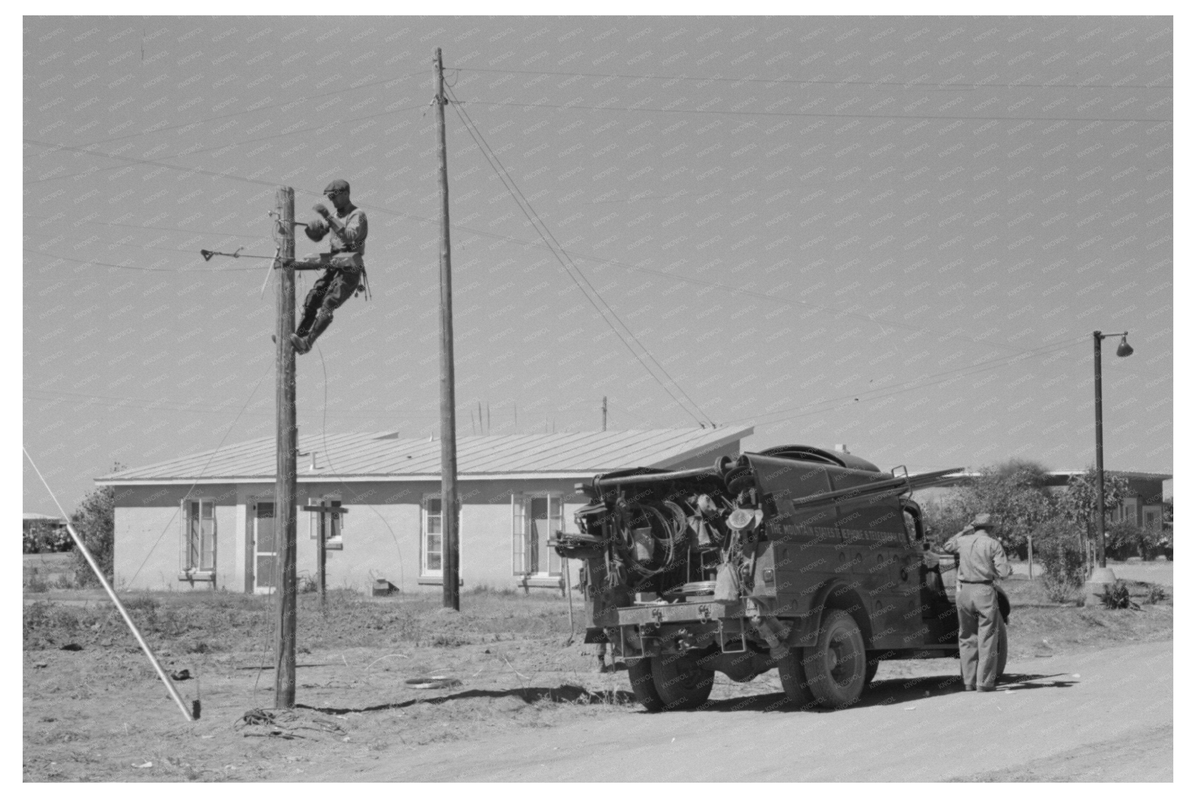 Telephone Linemen at Casa Grande Valley Farms Arizona 1940