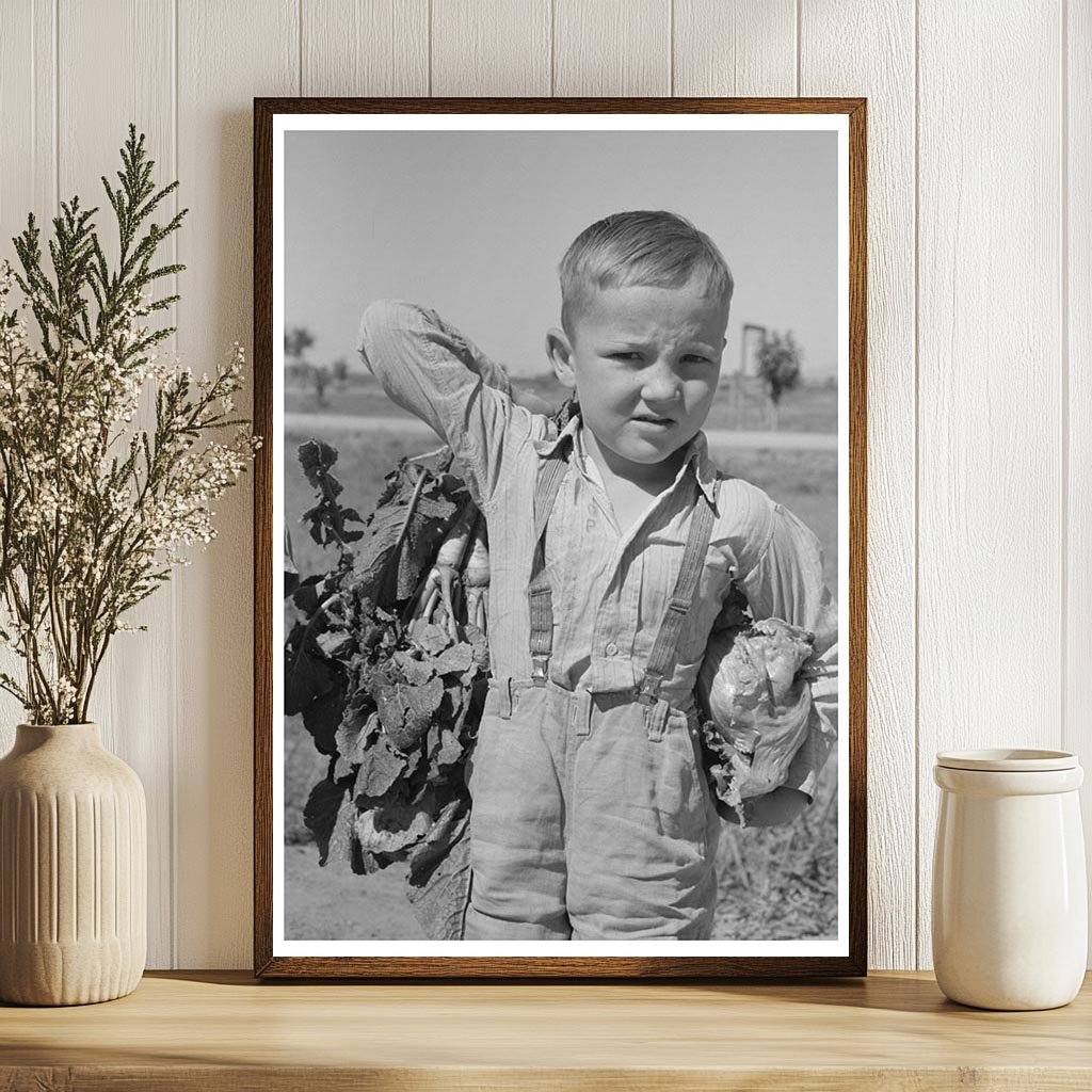 Young Boy with Vegetables from Casa Grande Valley Farms 1940