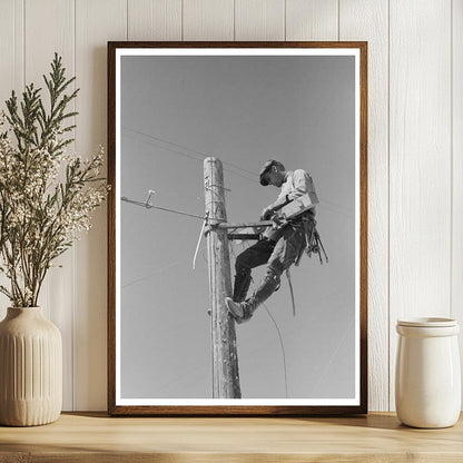 Lineman Working on Telephone Pole Arizona April 1940