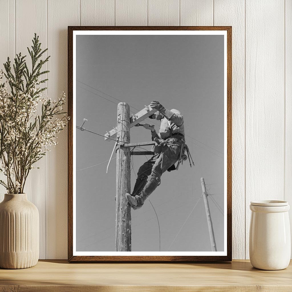 Lineman at Telephone Pole Casa Grande Valley Farms 1940