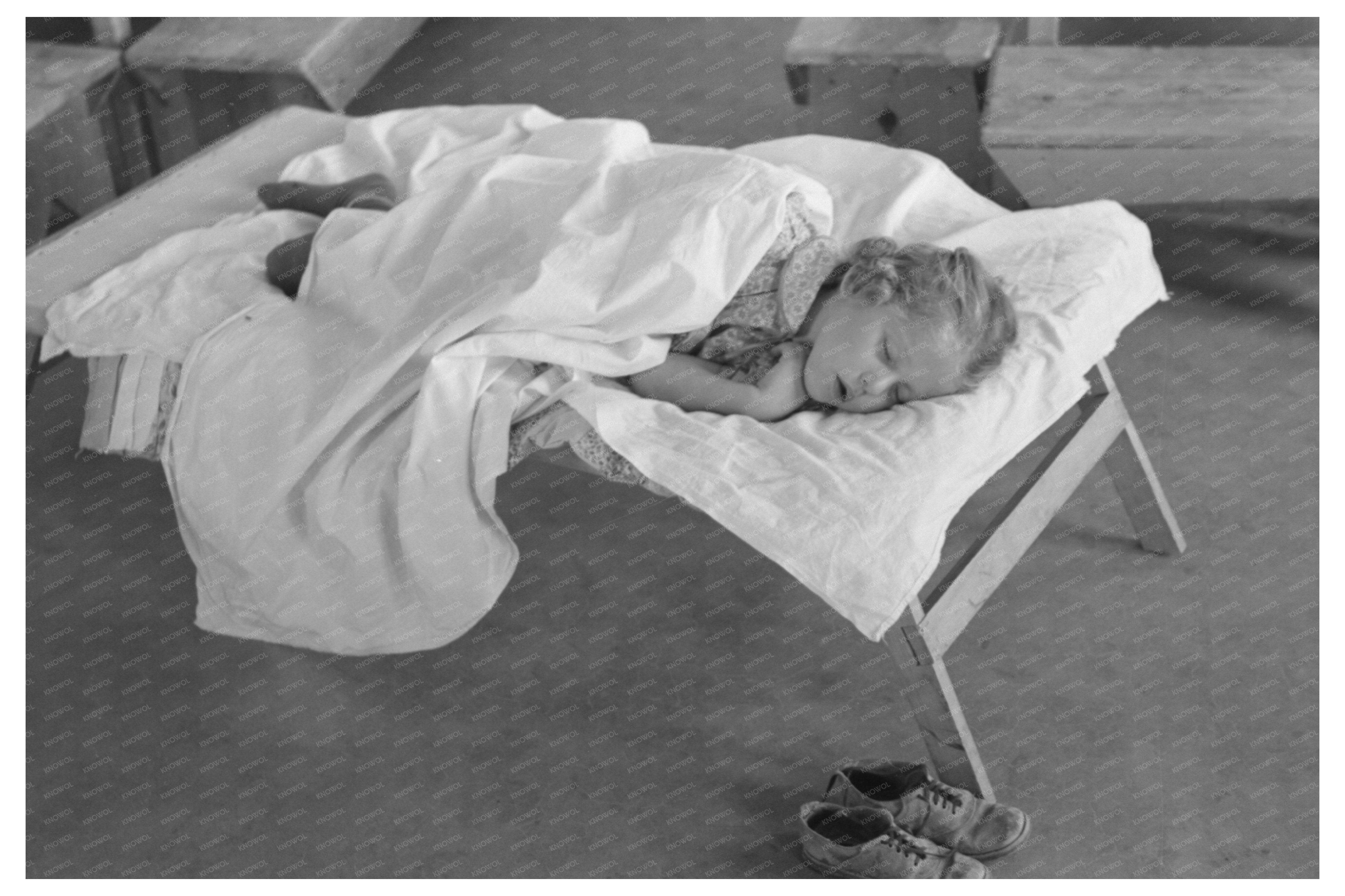 Young Girl Napping at WPA Nursery School April 1940