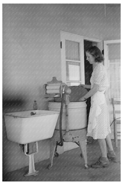 Woman with Electric Washing Machine in Arizona 1940