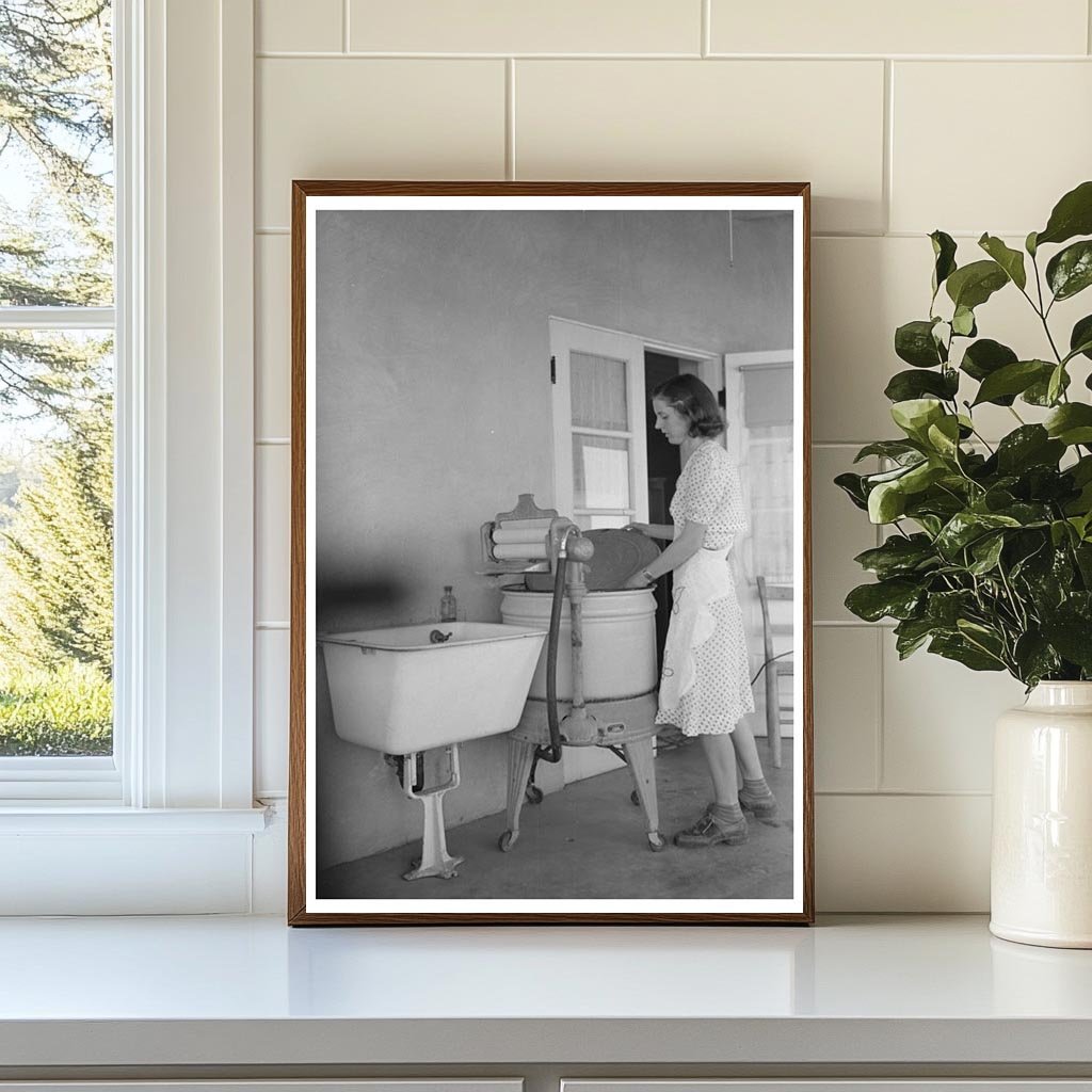 Woman with Electric Washing Machine in Arizona 1940