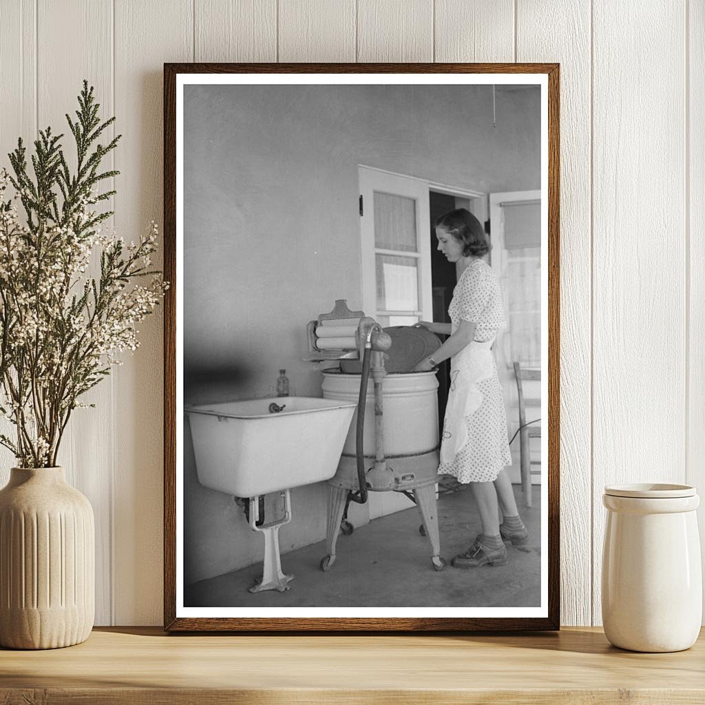 Woman with Electric Washing Machine in Arizona 1940