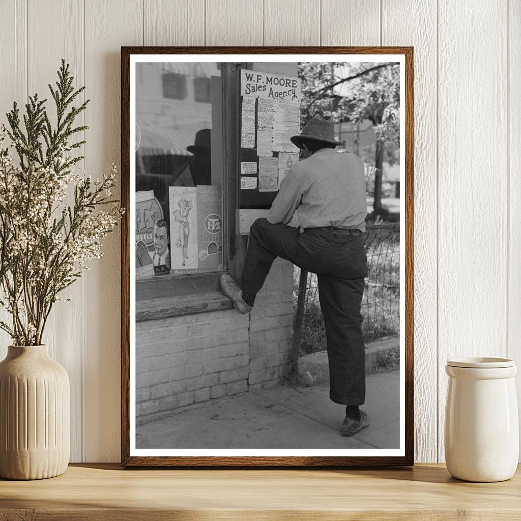 Man Examining Sign in Silver City New Mexico April 1940