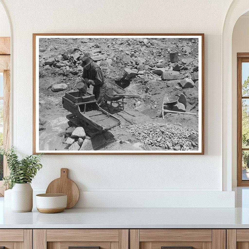 Gold Prospector Using Rocker in Pinos Altos New Mexico 1940