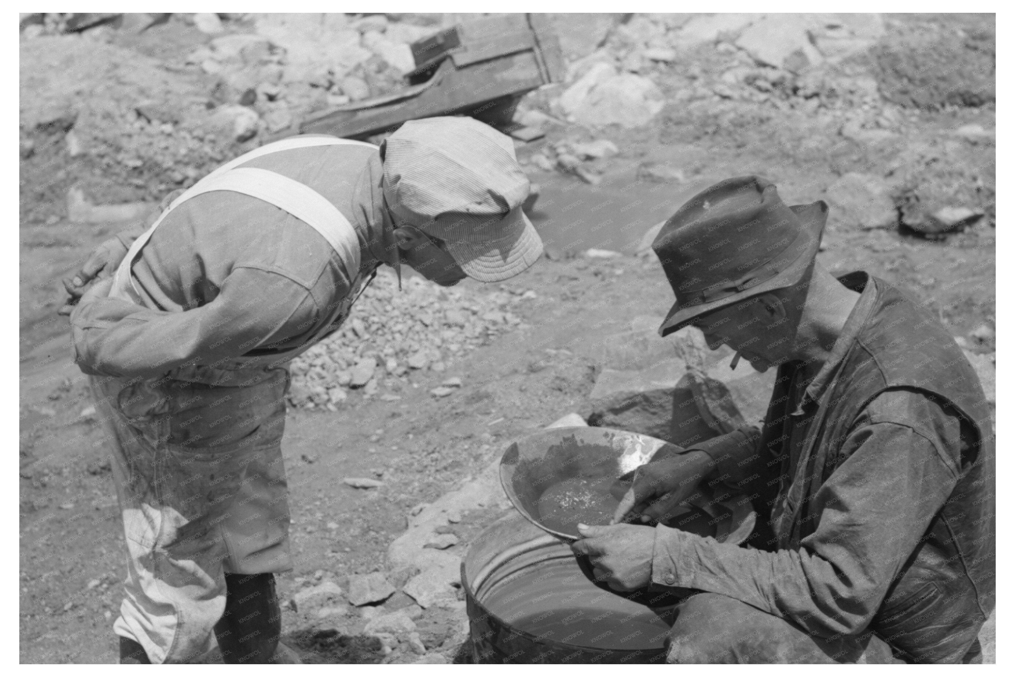 Miner Examining Gold Pan in Pinos Altos New Mexico 1940