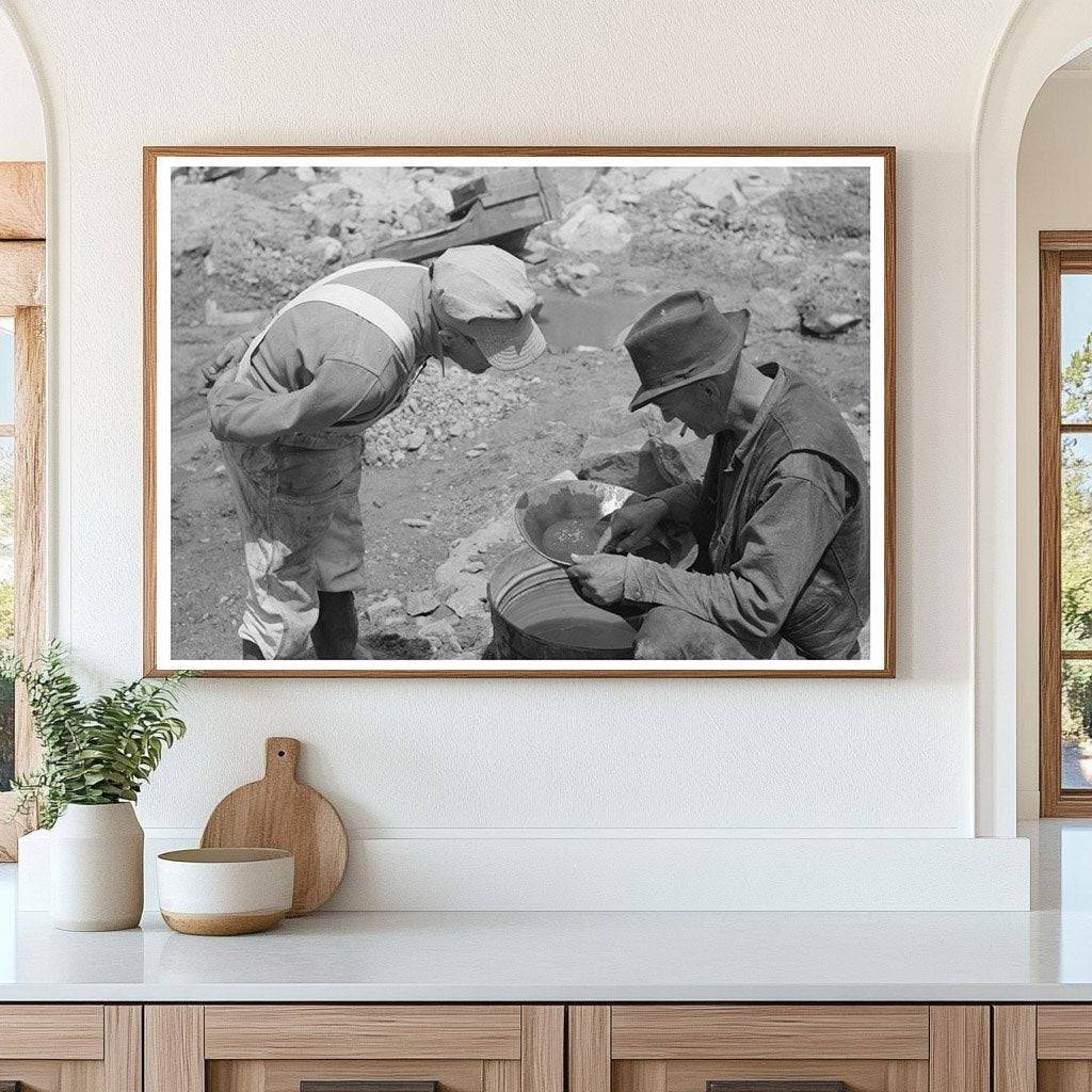 Miner Examining Gold Pan in Pinos Altos New Mexico 1940