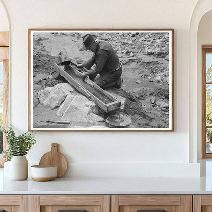 Prospector Using Sluice Box for Gold Mining 1940