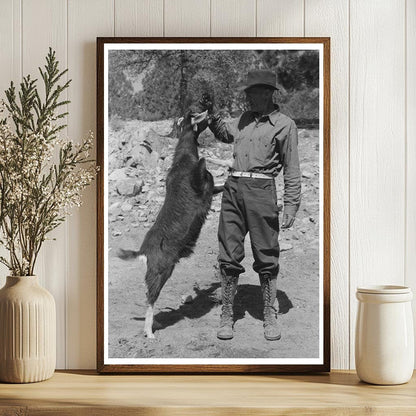 Prospector and Milk Goat in Pinos Altos New Mexico 1940