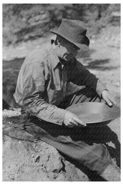 Gold Prospector Examining Pan in Pinos Altos 1940