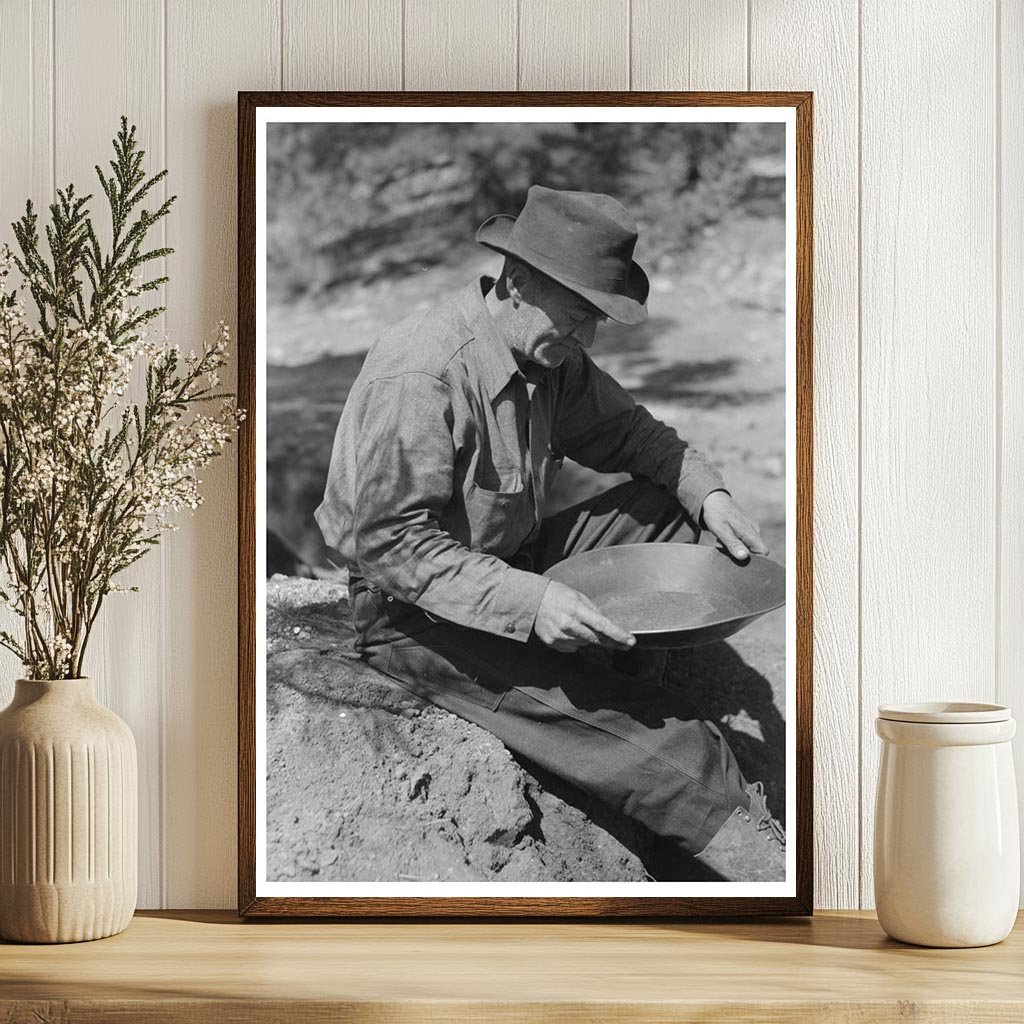 Gold Prospector Examining Pan in Pinos Altos 1940