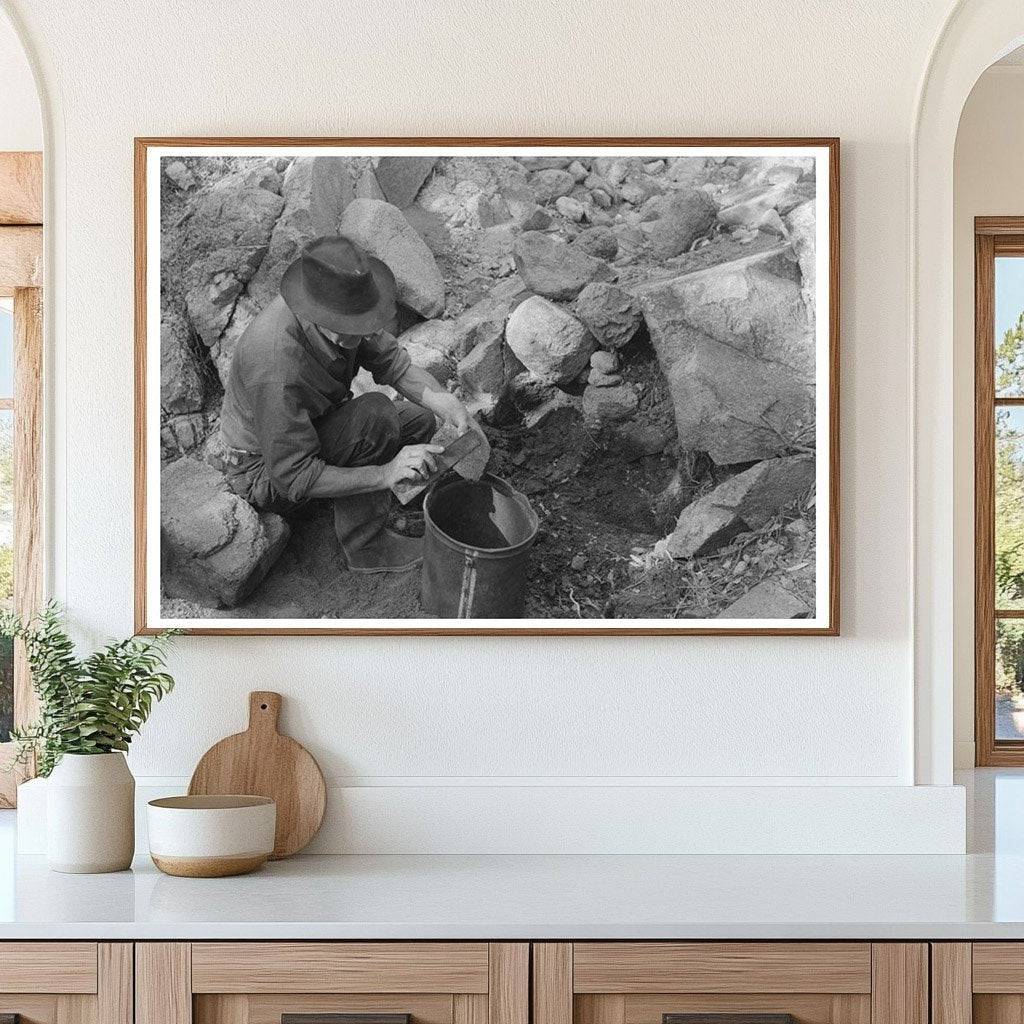 Prospector Examines Creek Bed Samples Pinos Altos 1940