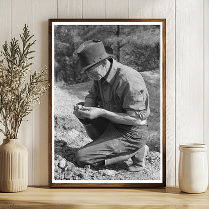 Prospector Examining Rock in Pinos Altos New Mexico 1940