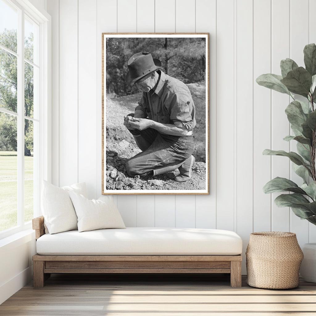 Prospector Examining Rock in Pinos Altos New Mexico 1940