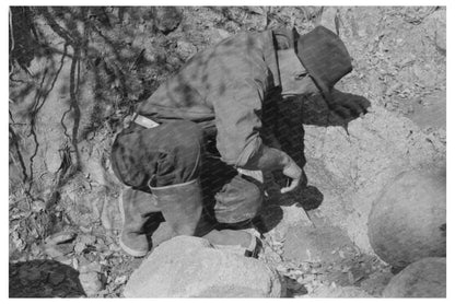 Prospector Examines Gold Formation Pinos Altos 1940