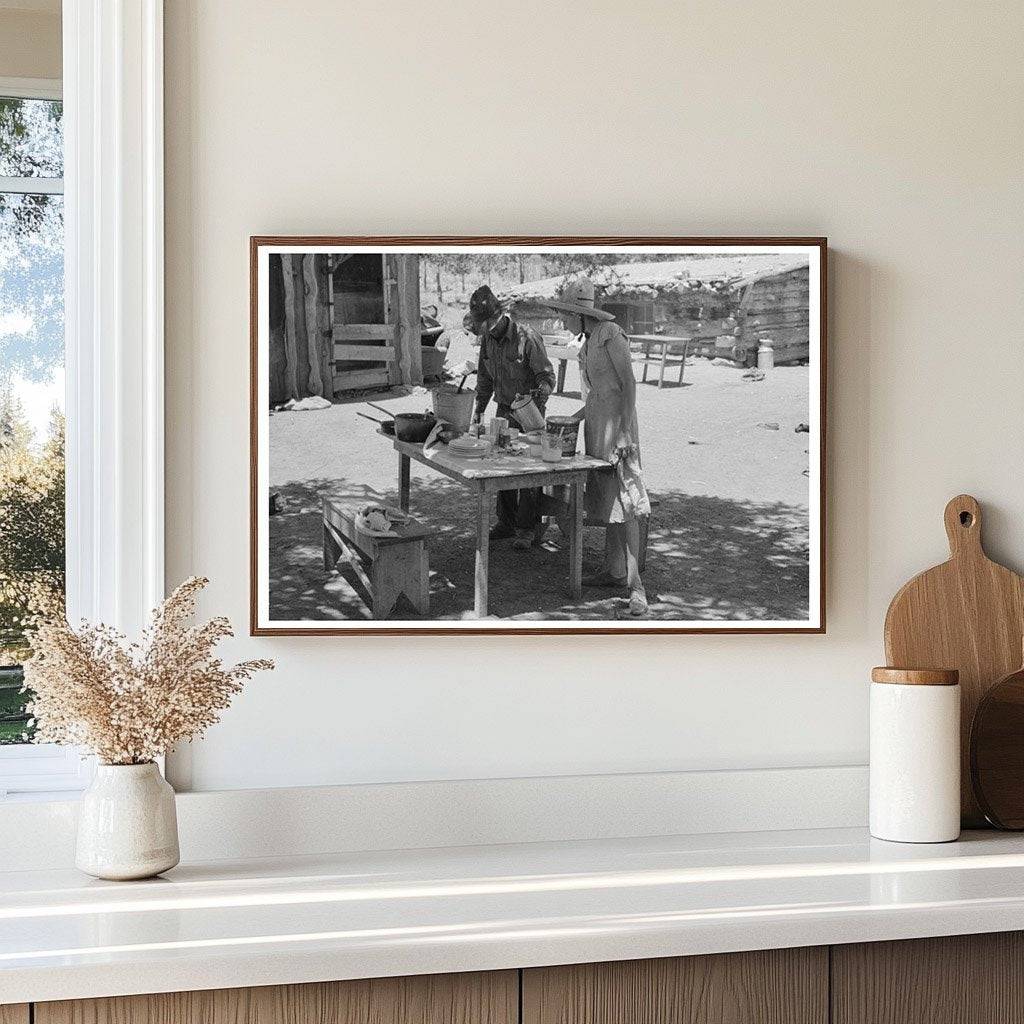 Doris and Faro Caudill Preparing Dinner Pie Town 1940