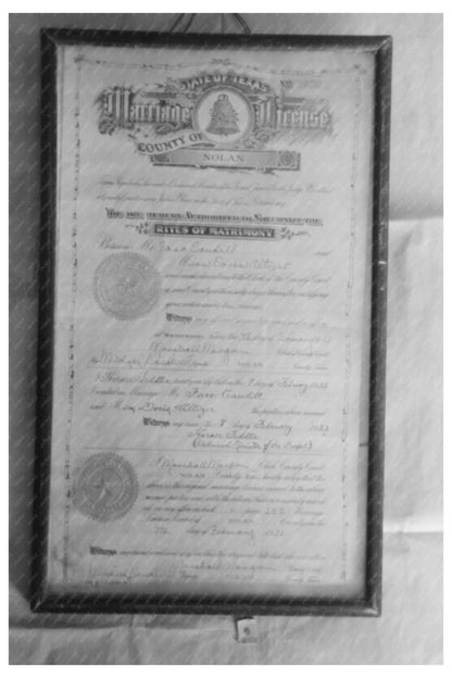 Marriage License of Faro and Doris Caudill February 1933