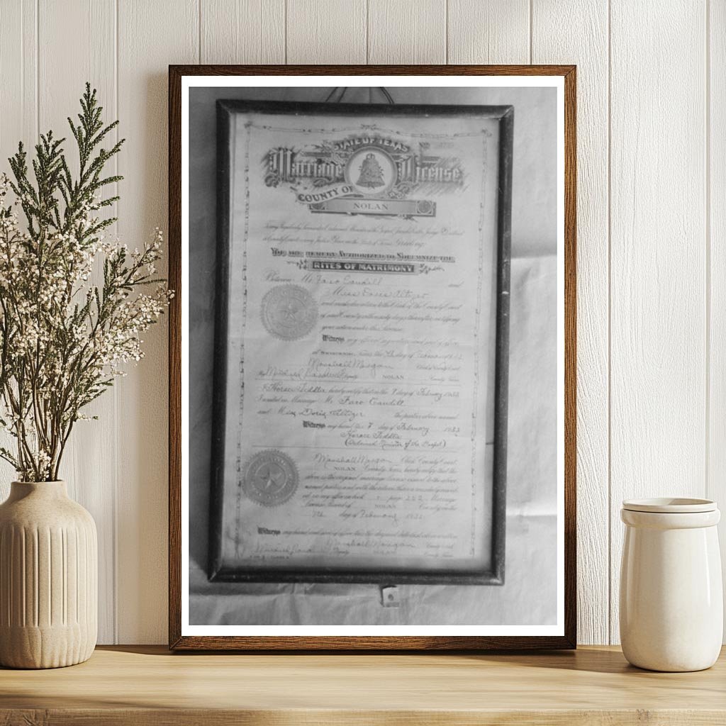 Marriage License of Faro and Doris Caudill February 1933