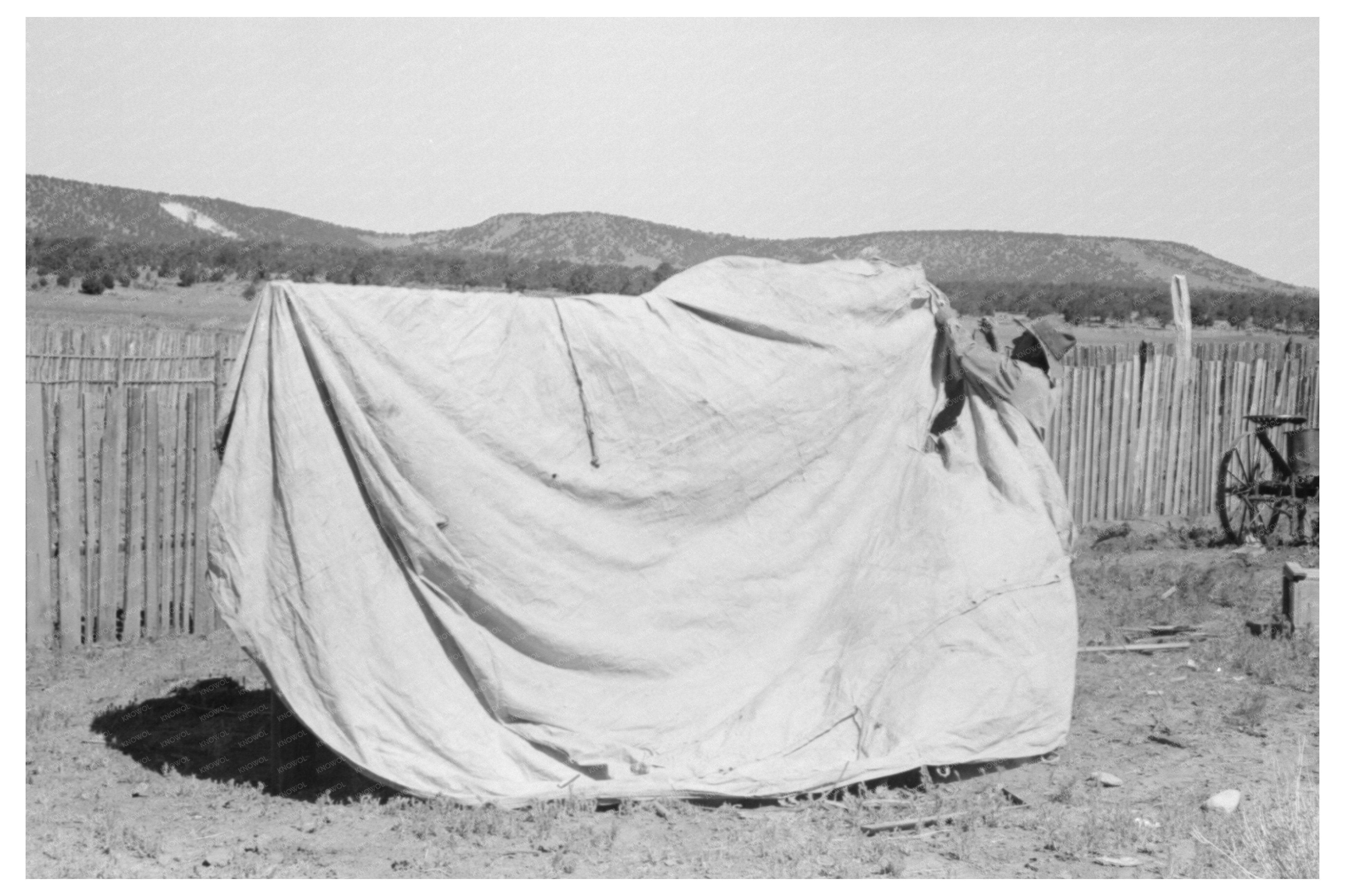 Faro Caudill Tent Setup in Pie Town New Mexico 1940