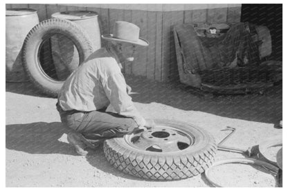 Pie Town New Mexico Tire Change Garage June 1944